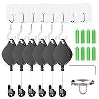 NexiGo VR Cable Management System, Ceiling Hooks with Retractable Carabiner, Retractable Ceiling Pulley System for Oculus Quest/Quest 2/HTC Vive/Vive Pro/Oculus Rift/Rift S[6 Packs, Black]