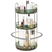 Fixwal Rotating Makeup Organizer for Vanity 3 Tier, Large Capacity Bathroom Organizers and Storage Perfume Organizer for Makeup Organizer Countertop, Green