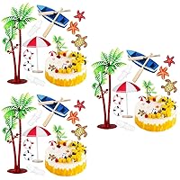 Unomor 30 Pcs Cake Decoration Ornaments Umbrella Cake Toppers Ocean Decor Cake Decorations Mermaid Decorations Cake Decorating Palm Tree Mini Figurine Boat Miniature Glass Sailboat Props