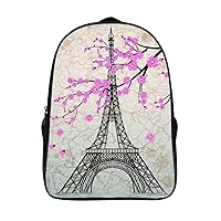 Pairs Eiffel Tower Laptop Backpack with Multi-Pockets Waterproof Carry On Backpack for Work Shopping Unisex 16 Inch