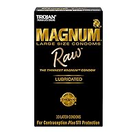 Trojan Condom Magnum RAW Large Size Condoms - 10 Count