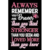 Always Remember You Are Braver Than You Think: Breast Cancer Journal To Write In For Women: 6x9 Inch, 120 Page, Blank Lined Notebook