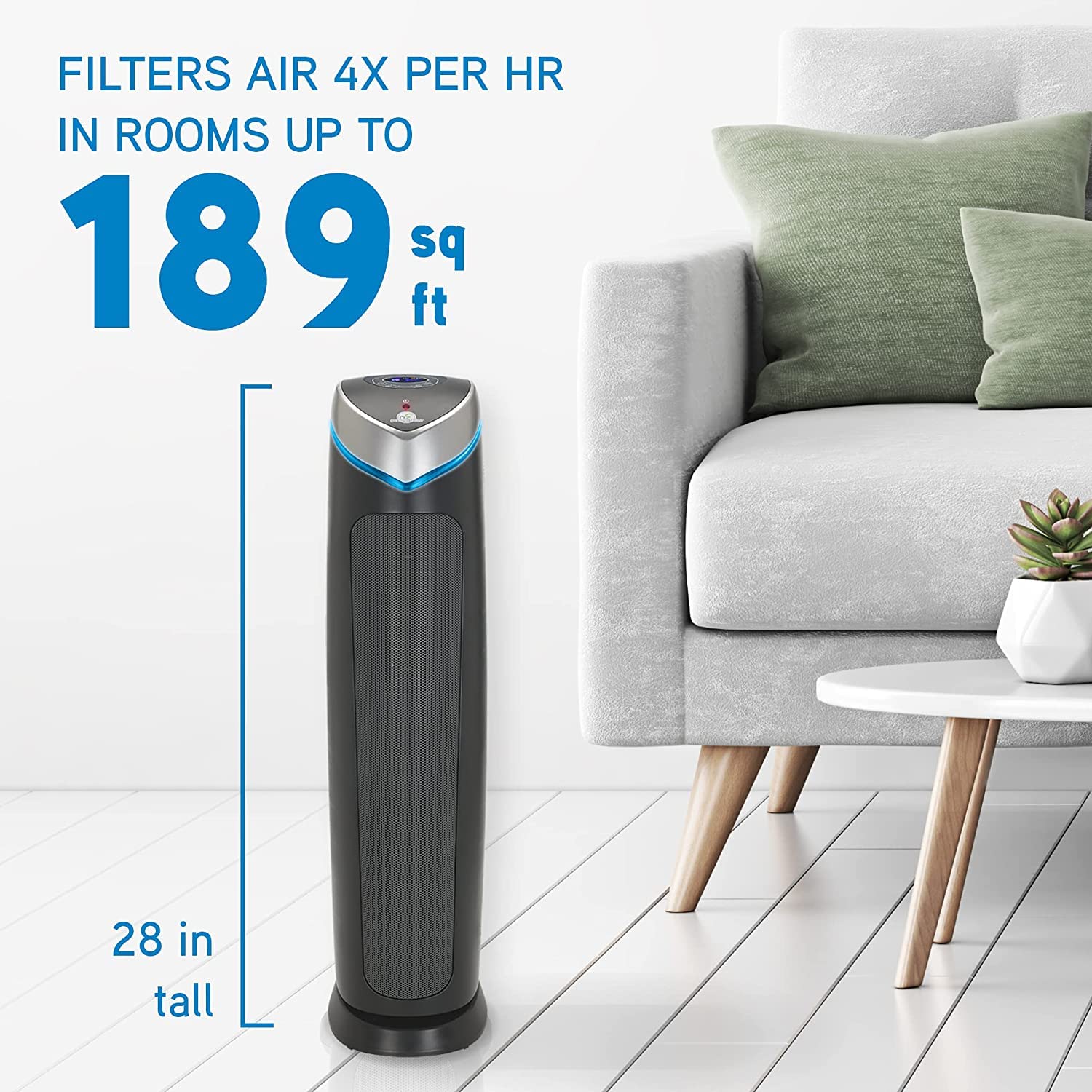 Germ Guardian Air Purifier with HEPA 13 Pet Filter, Removes 99.97% of Pollutants, Covers Large Room up to 915 Sq. Foot in 1 Hr, UV-C Light Helps Reduce Germs, Zero Ozone Verified, 28