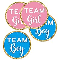 Gold Gender Reveal Stickers- 80 Pack Team boy and Team Girl Baby Shower Sticker Labels, Perfect Gender Reveal Party Supplies, 2 Inch.