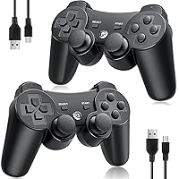 OKHAHA Controller for PS3 Controller Wireless for Sony Playstation 3 Controller, Double Shock 3, Bluetooth, Rechargeable, Analog Joysticks, Motion Sensor, Remote for PS3, 2 USB Charging Cords, 2 Pack