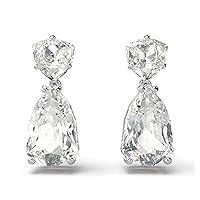 Swarovski Mesmera Drop Earrings, Large Mixed-Cut Clear Stones in a Rhodium Finished Setting, Part of the Swarovski Mesmera Collection