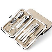 8Pcs Multifunction Nail Clippers Set Stainless Steel Pedicure Scissor Tweezer Manicure Set Kit Nail Art Tools (Color : Gold)