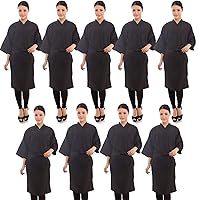 PERFEHAIR 9 Pieces Salon Robes Smock for Clients, Hair Salon Client Gown Cape, Black