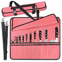 Pink Chef Knife Bag With 20 Slots Cutlery Knives Holders Protectors, Home Kitchen Travel Cooking Tools, Portable Canvas Knife Roll Storage Bag Chef Case for Camping or Working