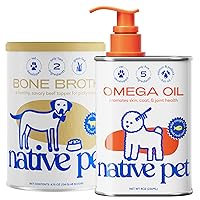 Native Pet Omega Oil for Dogs (8 oz.) & Beef Bone Broth for Dogs (4.75 oz.)