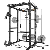 Sportsroyals Power Cage,1600lbs Multi-Function Power Rack with Adjustable Cable Crossover System and More Training Attachment, Weight Cage for Home Gym