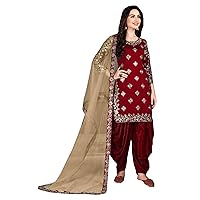 Red Bollywood Muslim Women Wear Punjabi Patiyala Art Silk Salwar Kameez Cocktail Party Wear Hit Design 1171