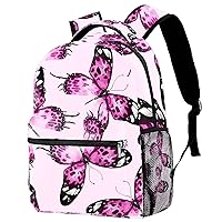 Aesthetic Purple Butterfly Watercolor School Backpack Medium Size, Travel Bag For Women Girls Men Boys Teens
