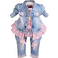 YYA Baby Girls Denim Clothing Sets 3 Pieces Set