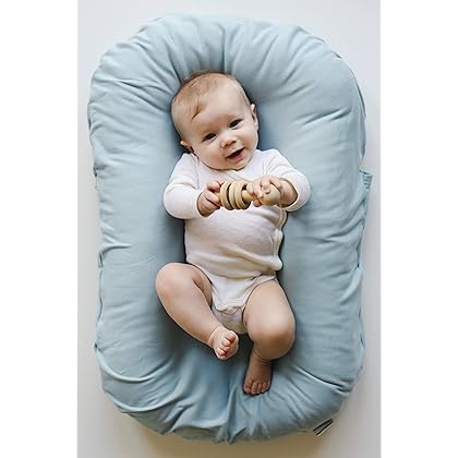 Snuggle Me Extra Organic Cotton Cover for The Snuggle Me Infant Padded Loungers with Center Sling (Skye)