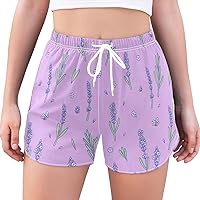Women's Athletic Shorts Provence Aromatic Herb Lavanda Workout Running Gym Quick Dry Liner Shorts with Pockets