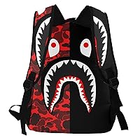 HAIXING Camo Shark Backpack Laptop Backpack For Boys Travel Bag