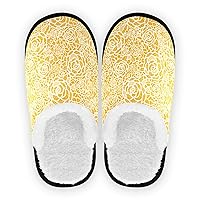 Fuzzy Spa Slippers Valentine's Day Golden Lace Roses For Couple Slip-on Cozy Indoor Outdoor Slippers,