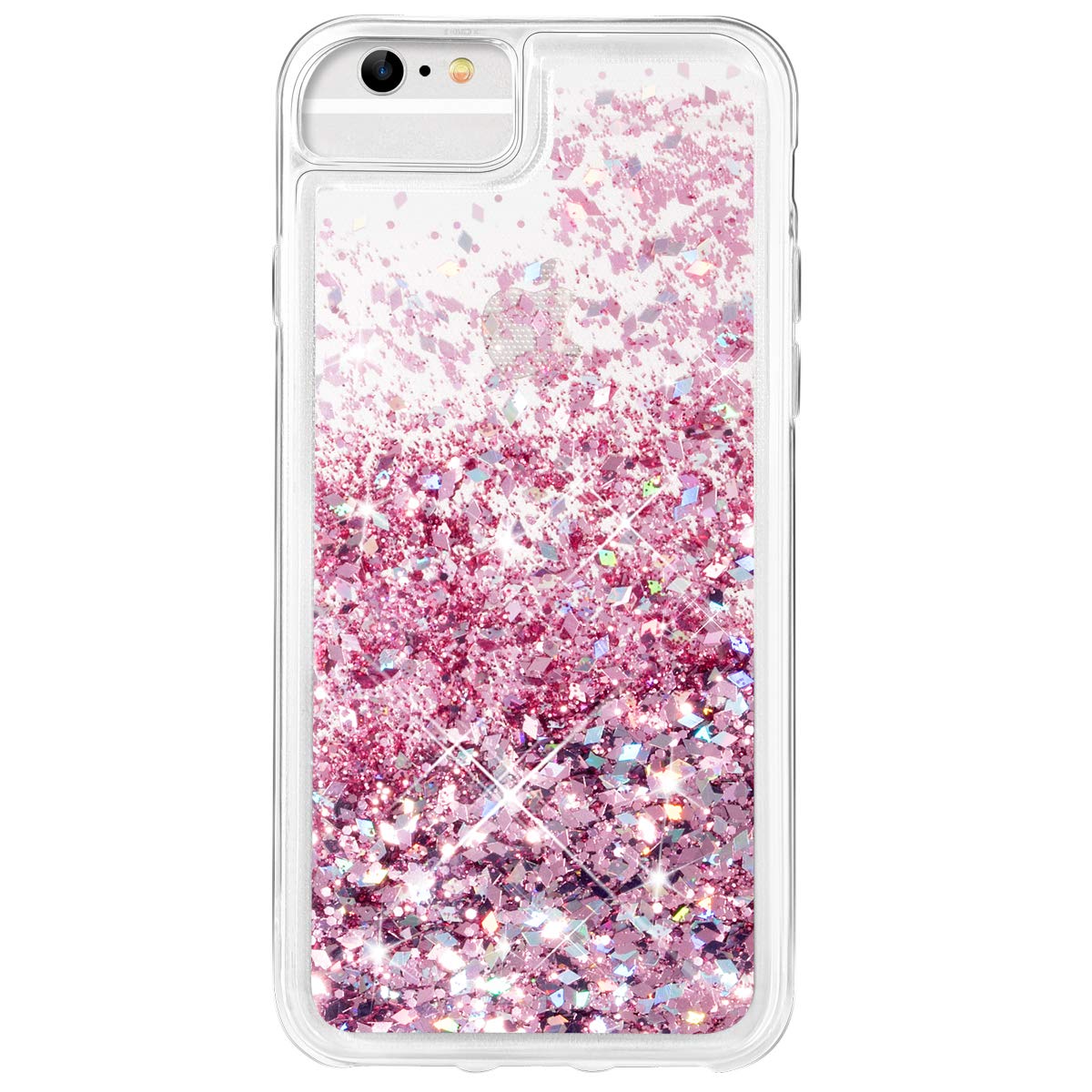 Caka iPhone 6 6S 7 8 Case, iPhone 6 6S Glitter Case with Tempered Glass Screen Protector for Girls Bling Flowing Floating Glitter Sparkle Soft TPU Liquid Case for iPhone 6 6S 7 8 4.7 inch (Rose Gold)