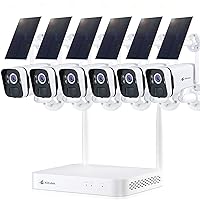 Solar Security Camera System Outdoor, 6pcs 2K Ultra Solar Wireless Security Camera, Smart Human Detection, Spotlight, Forever Power, 10CH NVR, 40 Days Local Storage, 0 Monthly Fee