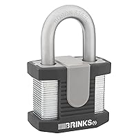 BRINKS - 50mm Commercial Laminated Steel Keyed Padlock - Solid Steel Body with Boron Steel Shackle, Chrome