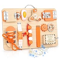 Joyreal Wooden Busy Board for Toddlers - Montessori Sensory Activity Board for Fine Motor Skills, Travel Busy Board Educational Sensory Toys for Children for Toddlers & Kids