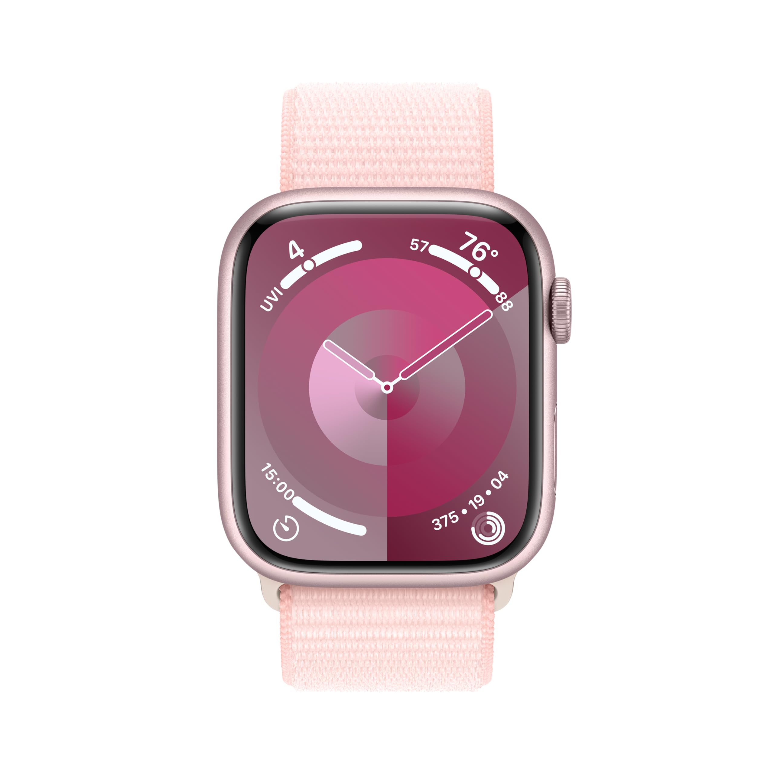 Apple Watch Series 9 [GPS 45mm] Smartwatch with Pink Aluminum Case with Pink Sport Loop. Fitness Tracker, Blood Oxygen & ECG Apps, Always-On Retina Display, Carbon Neutral