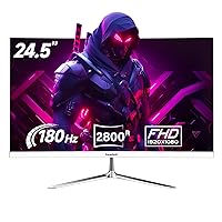 25 Inch Gaming Monitor, 144hz/180hz Computer Monitor FHD 1080P PC Monitors,Frameless Curved Monitors VA,sRGB 100%, DisplayPort, HDMI,Eye Care, Wall Mount Compatible (White)