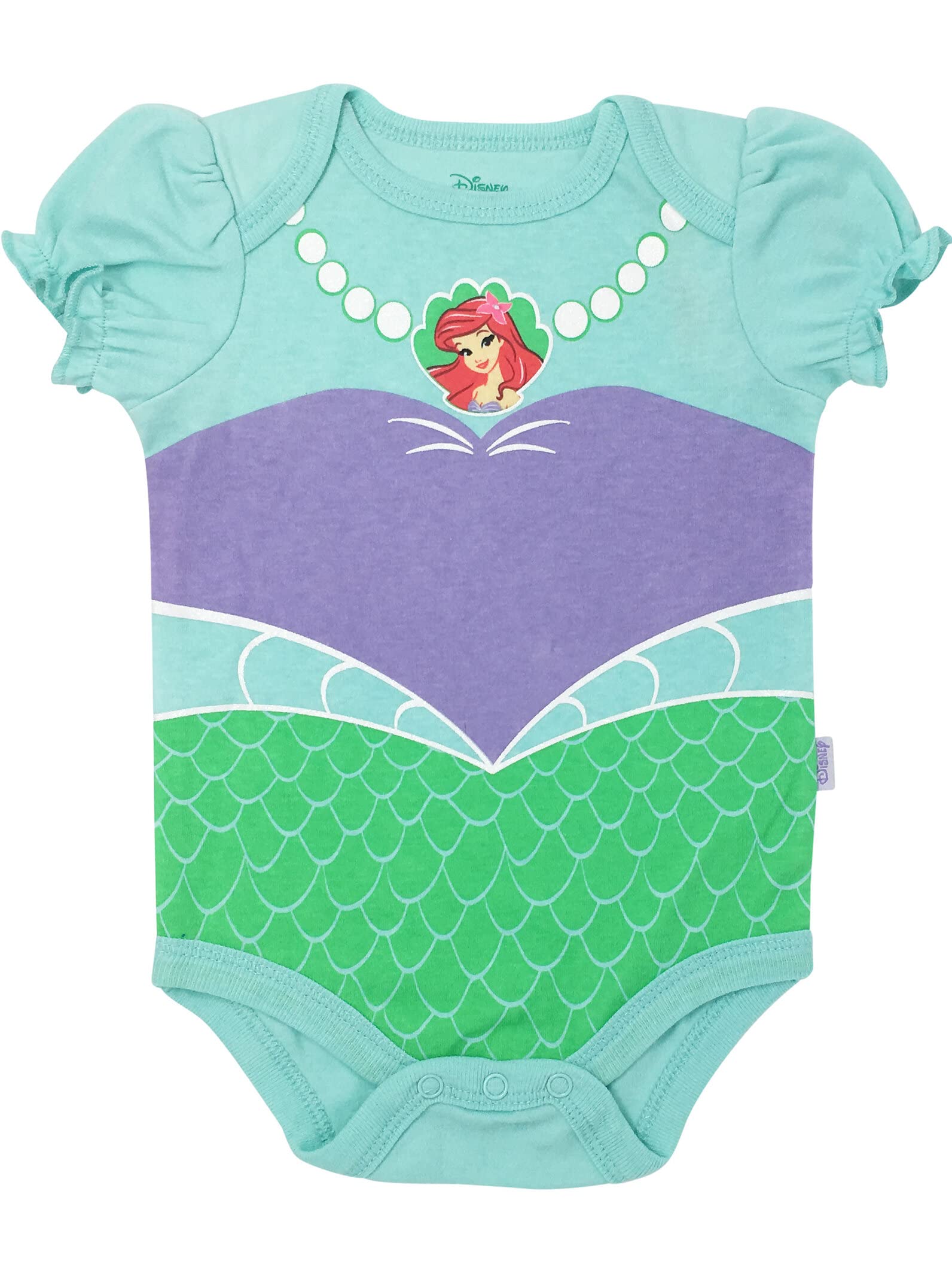 Disney Princess Ariel Cinderella Aurora Baby Girls Bodysuits and Headband Newborn to Infant