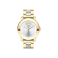 Movado Women's BOLD Iconic Metal 2-Tone Watch with Flat Dot Sunray Dial, Gold/Silver (Model 3600129)