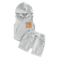 Hnyenmcko Infant Baby Boys Summer Clothes Hoodie Sleeveless Tank Tops Solid Color Drawstring Shorts Set Toddler 2pcs Outfits