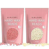 Hard Wax Beads 2-Pack, 1lb Rose Hard Wax Beads for Coarse Hair Full Body + 1lb Cream Hard Wax Beads for Women and Men Sensitive Skin Body, Brazilian Bikini, Eyebrow, Facial