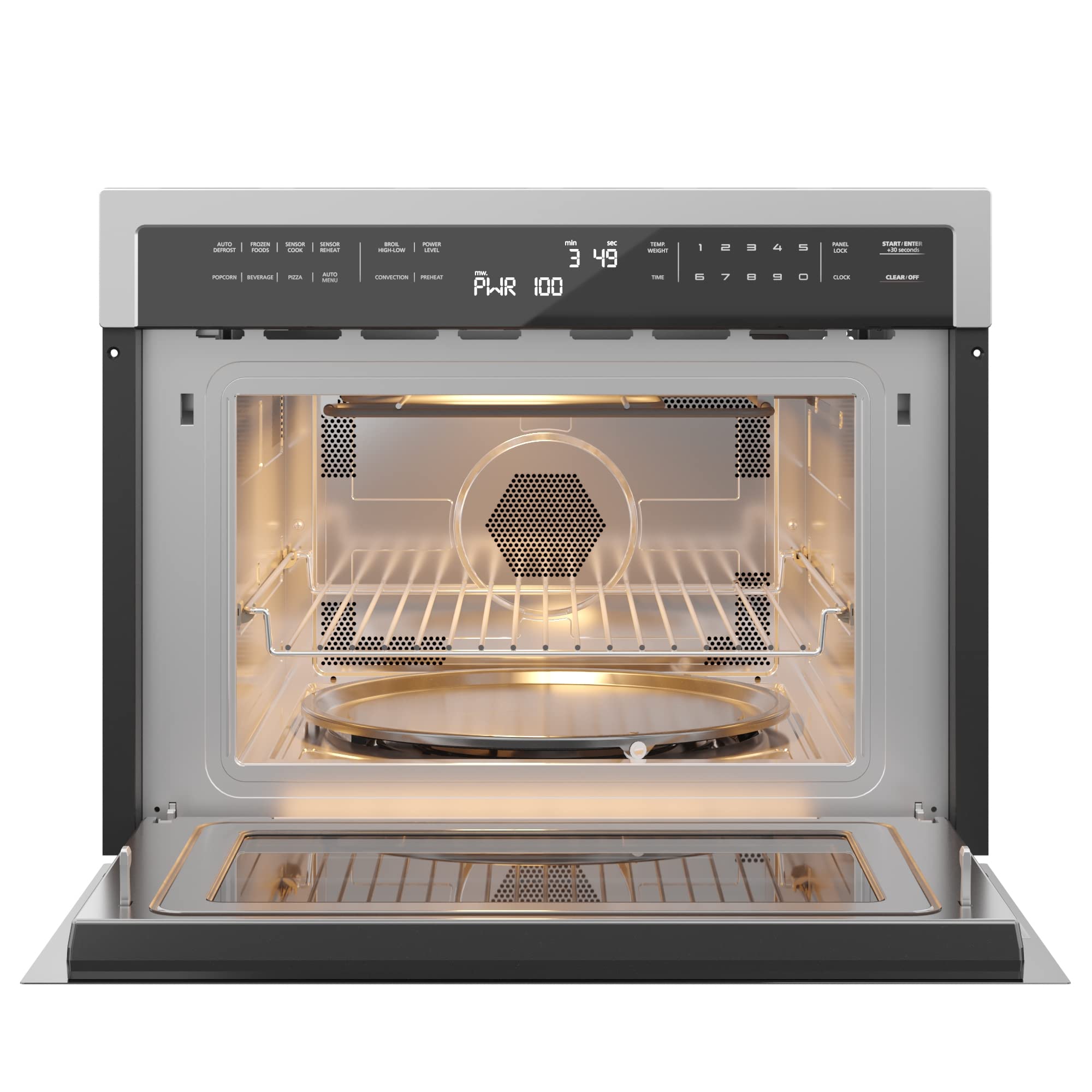 KoolMore KM-CWO24-SS 24 Inch Built-in Convection Oven and Microwave Combination with Broil, Soft Close Door, 1000 Watt Power, Stainless Steel Finish, Touch Control LCD Display, 1.6 Cu. Ft, Silver