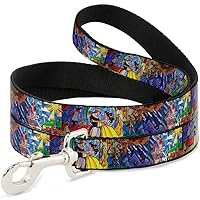 Buckle-Down Dog Leash Beauty The Beast Stained Glass Scenes 6 Feet Long 1.0 Inch Wide, Multi Color (DL-6FT-WDY012)