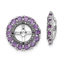 925 Sterling Silver Amethyst and Black Sapphire Earrings Jacket Measures 13x13mm Wide Jewelry for Women