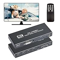 Video Wall Controller, 4K 2X2 TV Wall Processor with HDMI+DVI+RS232 Input, Support 180° Rotate, 4 HDMI Output Support Images Stitching 1x2 1x3 1x4 4x1 etc
