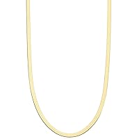 Miabella 18K Gold Over Sterling Silver Italian Solid 3.5mm Flexible Flat Herringbone Chain Necklace for Women, Made in Italy