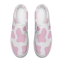 Black and White Cow Print Women's Slip on Canvas Loafers Non Slip Shoes for Women Low Top Sneakers (Slip-On)