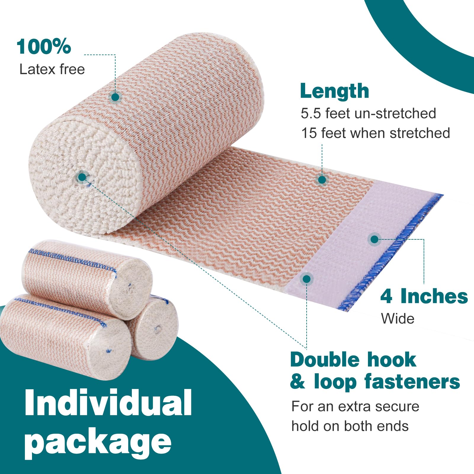 Buy Premium 6 Pack Elastic Bandage Wrap 4 Inch with Velcro