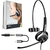 Wired Headset with 3.5mm - Including Adapter Compatible with iPhone -14-13 -12-11 -X -XS -8-7 -SE (Pro/Max), Replacement Ear Pad, Microphone Cover - Lightweight (Mono)