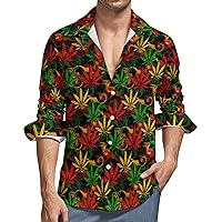 Mens Button Down Long Sleeve Shirts Abstract Color Marijuana Soft Peach Skin Velvet Beach Shirts with Pocket color8