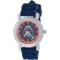 Marvel Black Widow Taskmaster Boys' Grey Plastic Time Teacher Watch, Blue Silicone Strap, WMA000416