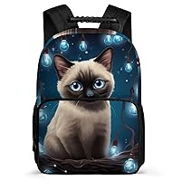 Siamese Cat 16 Inch Backpack Laptop Backpack Shoulder Bag Daypack with Adjustable Strap for Casual Travel