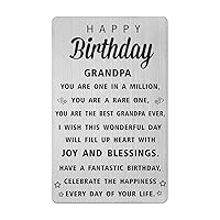 Grandpa Happy Birthday Card, Great Grandfather Birthday Gifts Ideas, Metal Engraved Birthday Greeting Card for Grandpa Grandfather
