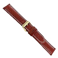 19mm deBeer Havana White Stitched Genuine Sports Leather Mens Watch Band Long