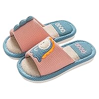 8 Toddler Girl Sandals Cartoon Dinosaur Pattern House Slippers For Toddler Open Toe Cotton Fuzzy Slides for Girls