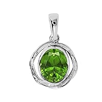 Multi Choice Oval Shape Gemstone 925 Sterling Silver Vintage Style Bridal Pendant, Solitaire Pendant, Bezel Set Pendant, Birthday Gift Pendant Jewelry