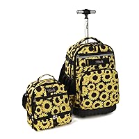 Tilami Rolling Backpack 19 inch with Lunch Bag Wheeled Laptop Backpack (Sunflower)