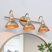classy leaves Bathroom Light Fixtures, 3 Light Gold Vanity Lights with Metal Shades, Industrial Bathroom Vanity Lights Sconce Wall Lighting, Dark Gold Finish