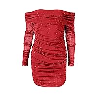 Fashion Long Sleeve Party Sexy Solid Color Pull Out Hip Skirt Line Shoulder Women's Dress Short Dress Women
